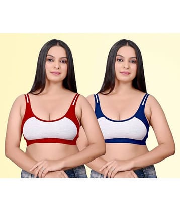 haya fashion Pack of 2 Cotton Non Padded Women's Everyday Bra ( Multicolor ) Rima Sports D706