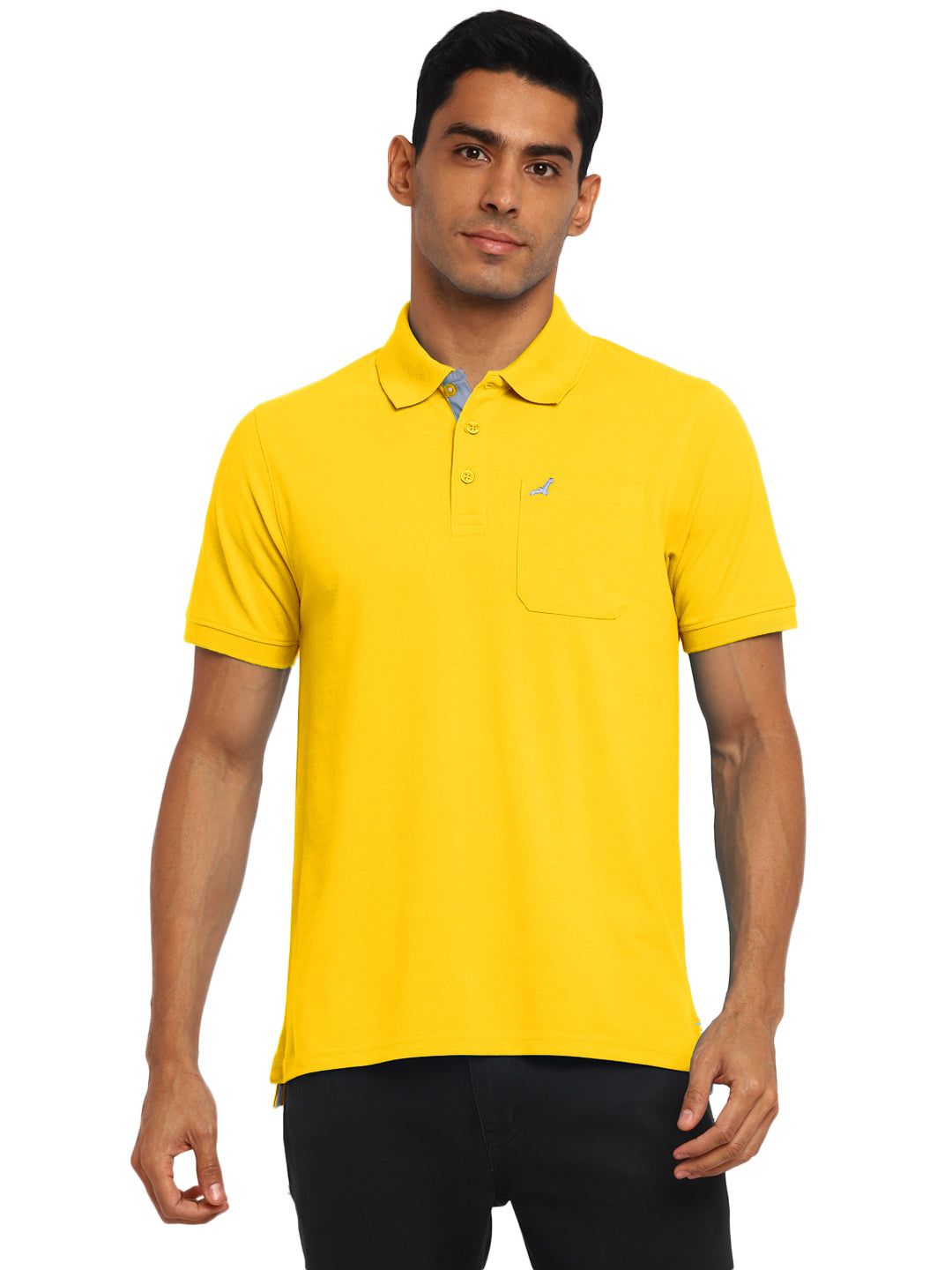 Polo Collar T-Shirt for Men with Pocket - Aspen Gold-S / Aspen Gold