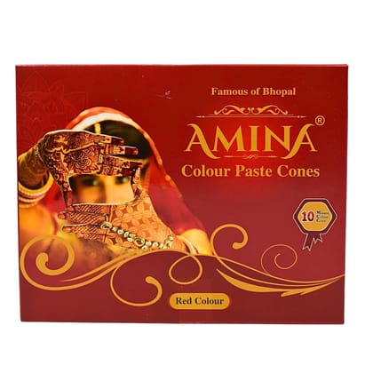 Amina Instant Mehendi Cone | Tattoo Mehndi | Color Paste | Outline Mehandi | Dulhan Mehendi Cone | Natural Henna Cone | Tattoo Mehandi Cones (Red, Pack of 6