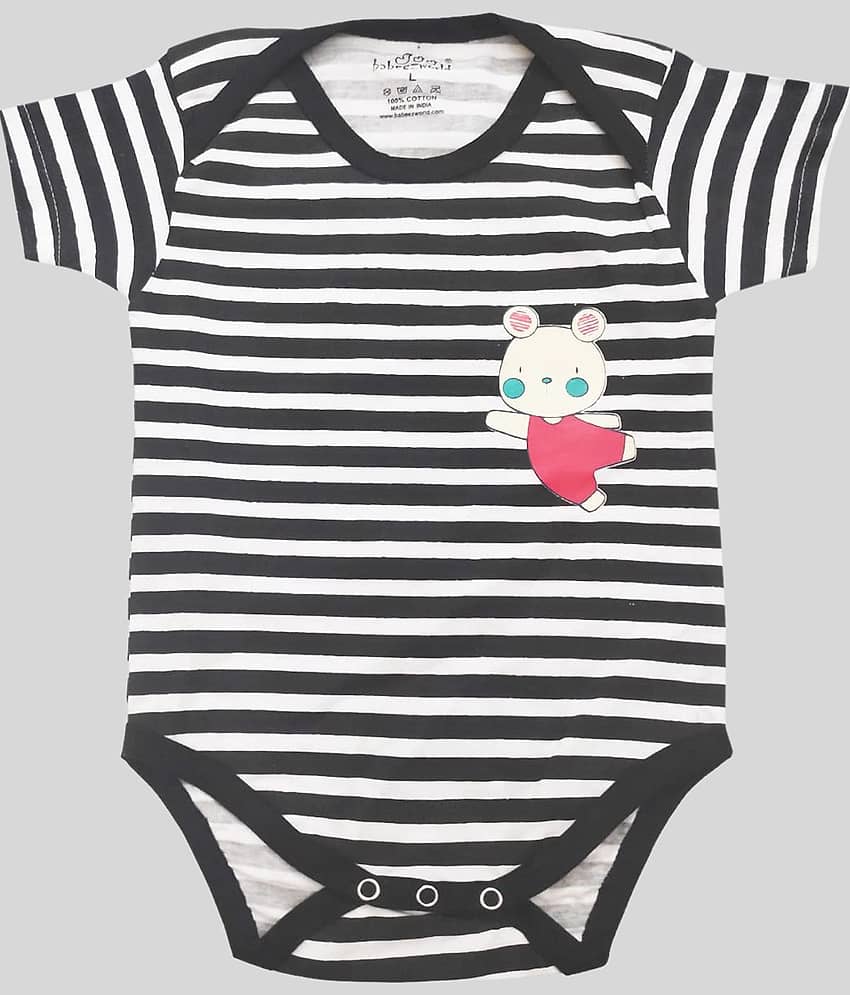 Babeezworld Pack of 1 Baby Boys 100% Cotton Bodysuit ( Black )
