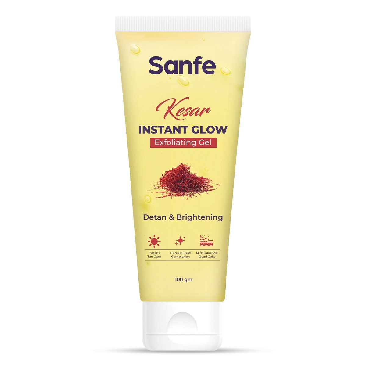 Sanfe Kesar Instant Glow Exfoliating Gel - 100g I Tan Removal Scrub
