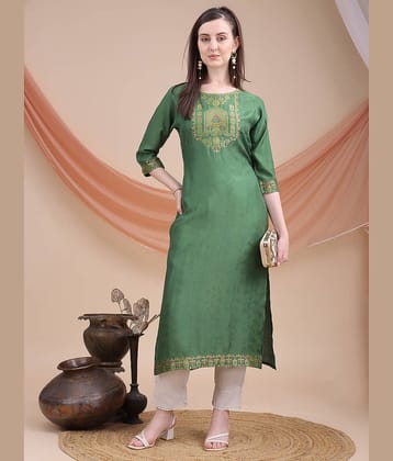 Sitaram Designer Women's Viscose Embellished Straight Kurti - ( Green )