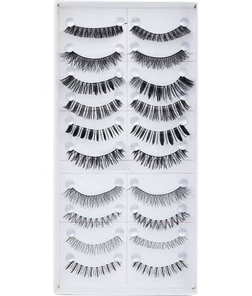 FOK Natural Fake Eyelashes 10 Pair Black Volumising 20 Natural False Eyelashes Pack Of 10 Pair 400 g