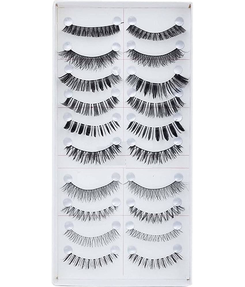 FOK Natural Fake Eyelashes 10 Pair Black Volumising 20 Natural False Eyelashes Pack Of 10 Pair 400 g