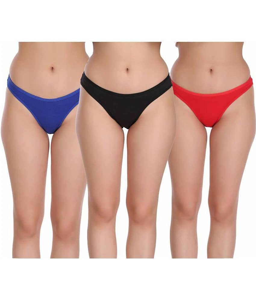 Eve's Beauty Pack of 3 Cotton Lycra Women's Briefs ( Multi Color )