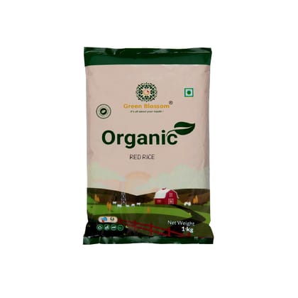 Organic Red Rice - 1 Kg  I Green Blossom I Unpolished I Iron Rich (Weight - 1Kg) by green blossom agritech ventures private limited