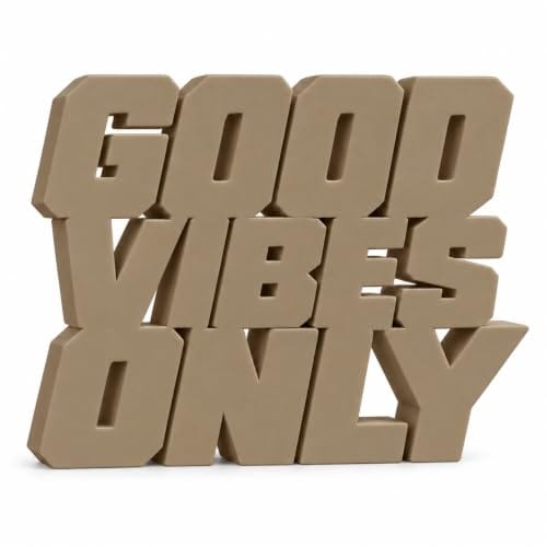 PAPER PLANE DESIGN Good Vibes Only Desk Letters – 3D Printed Motivational Quote Sculpture, Freestanding Desk Decor
