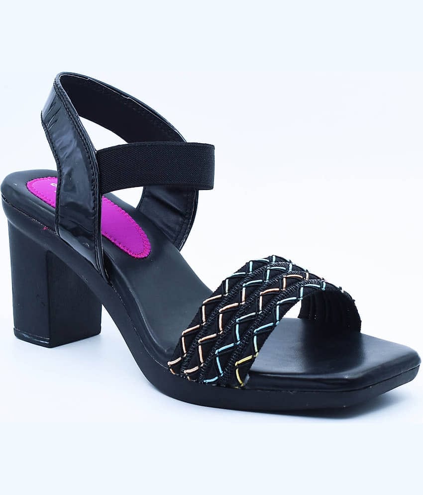 IndiForce Black Women's Sandal Heels