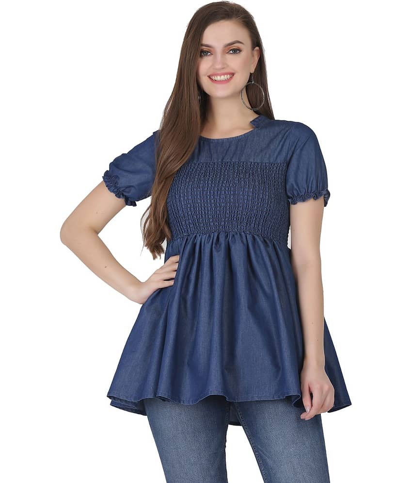 SAAKAA Women's Denim Empire Top ( Blue )