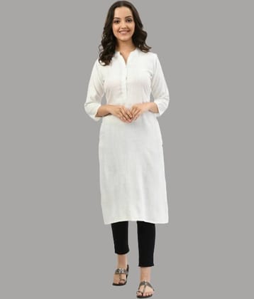 MAURYA - White Cotton Women's Straight Kurti ( Pack of 1 )