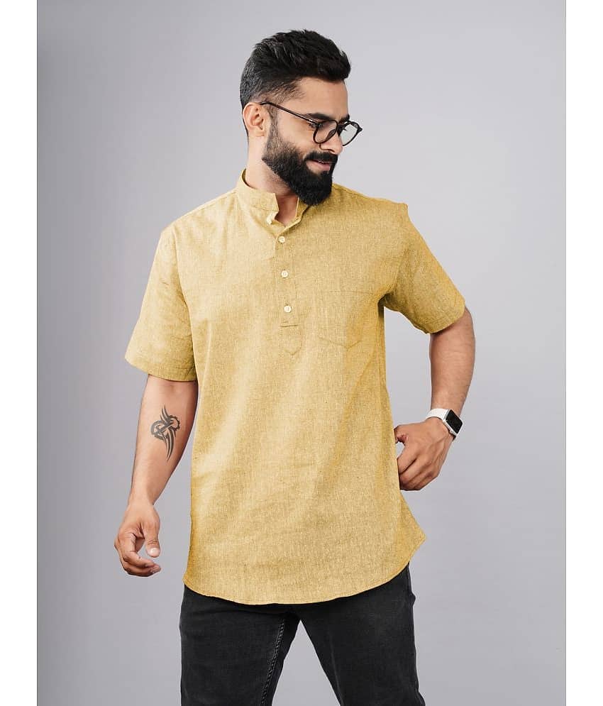 QuaClo - Beige Cotton Men's Regular Kurta ( Pack of 1 )