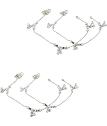 HEER COLLECTION - Silver Anklets ( Pack of 2 )