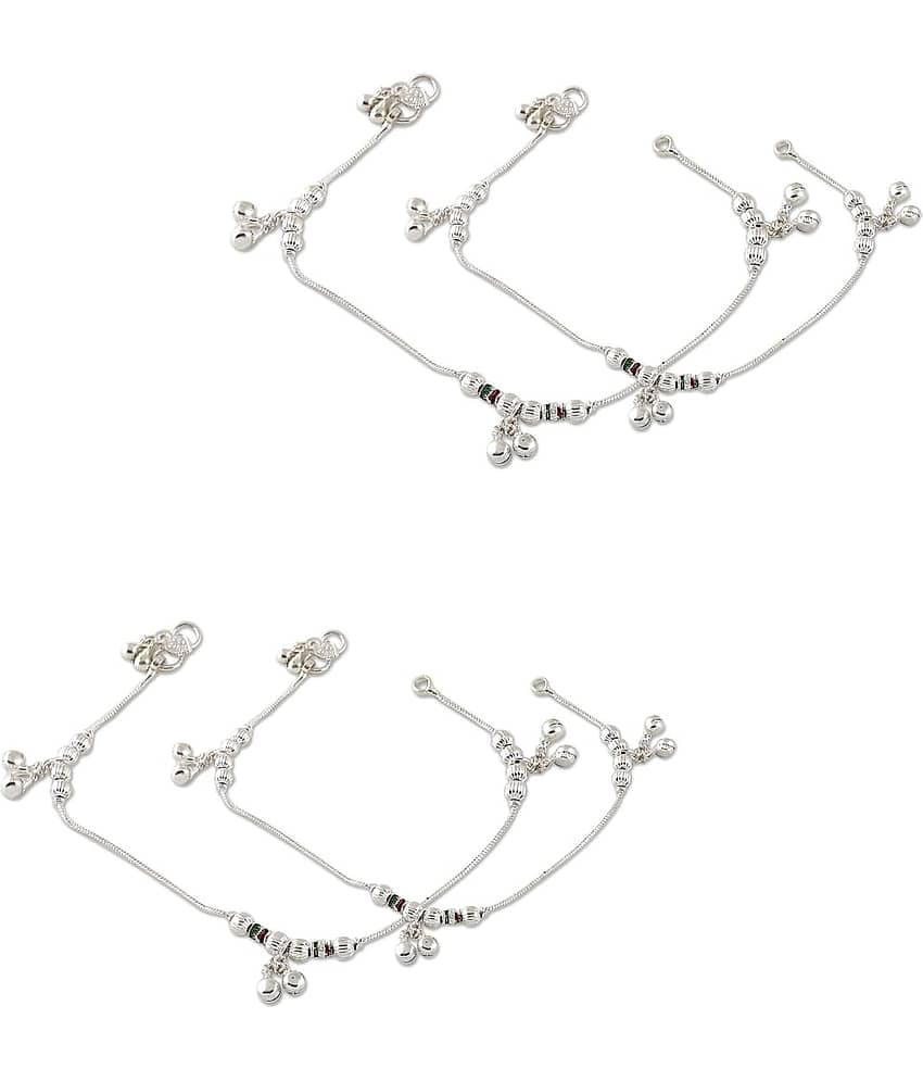 HEER COLLECTION - Silver Anklets ( Pack of 2 )
