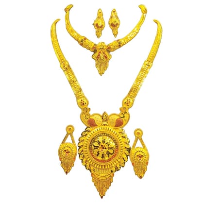 Elegant Traditional Gold Plated Combo Necklace Set with Earrings - Latest Design  for wedding