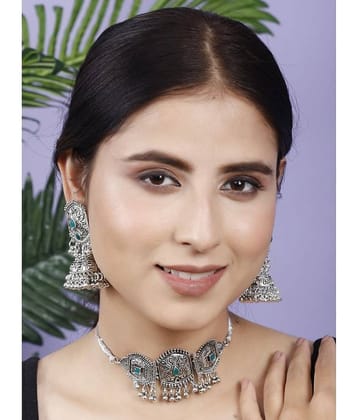 SUNHARI Green Alloy Necklace Set ( Pack of 1 )