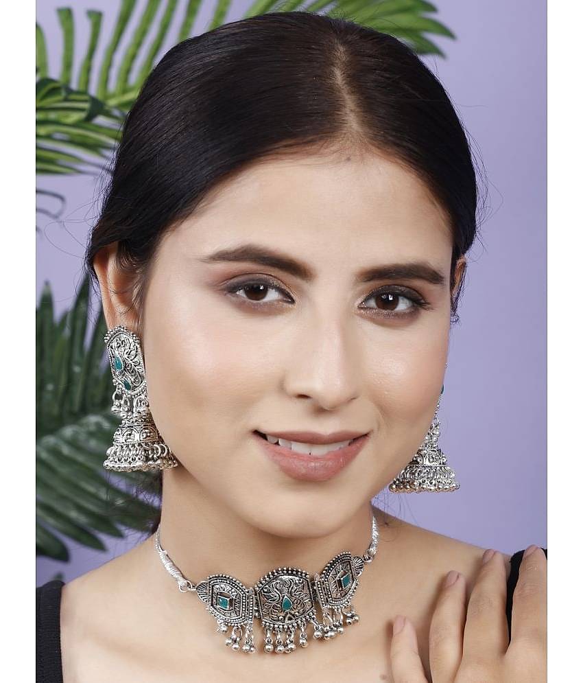 SUNHARI Green Alloy Necklace Set ( Pack of 1 )