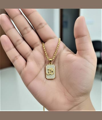 Charms Gold Religious Pendant With Chain ( Pack of 1 )