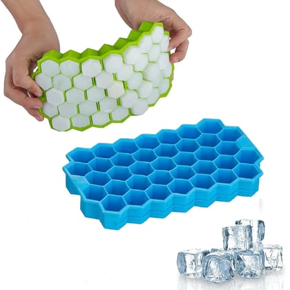 2 Pcs Flexible Silicone Honeycomb Ice Cube Tray for Freezer