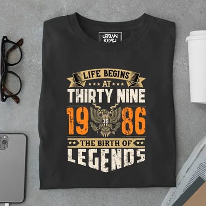 Life Begins at 39, The Birth of Legends Premium Unisex Birthday T-shirt-Black / S