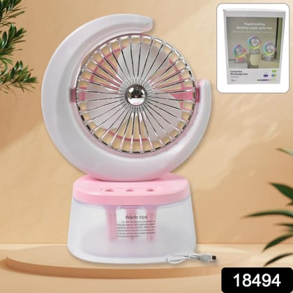 Desktop Fan - Camping Fan with LED Light, Portable Humidifying Fan (1 Pc / Plug & Play Fan)