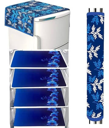 Crosmo Polyester Abstract Fridge Mat & Cover ( 99 53 ) Pack of 6 - Blue