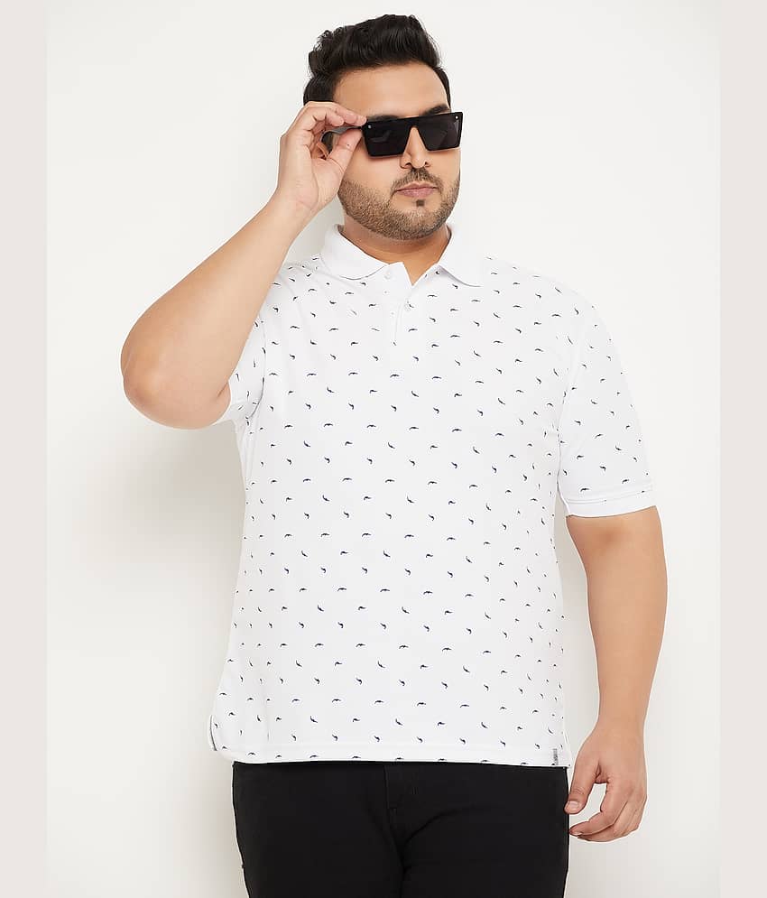 renuovo Pack of 1 Cotton Blend Regular Fit Printed Half Sleeves Men's Polo T Shirt ( White )