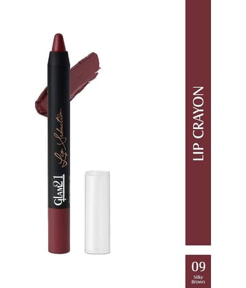 Glam21 Lip Seduction Non- Transfer Crayon Lipstick With Creamy Matte Formula 2.8gm Silky Brown-09