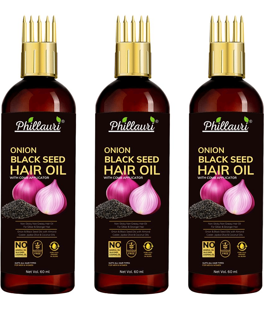 Phillauri Black seed Onion Oil for Hair Regrowth Hair Oil for Men and Women Hair Oil (60 ml) Pack of 5