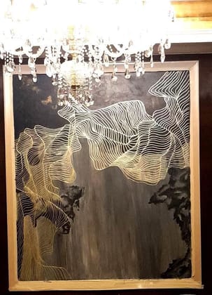 ABSTRACT MURALS WITH GOLDEN FLOWING LINES 2