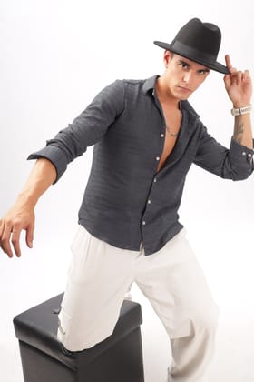 Textured Gray Shirt-S