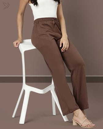 Solid Knitted Palazzo Pants - Mocha Bean-S / Mocha Bean