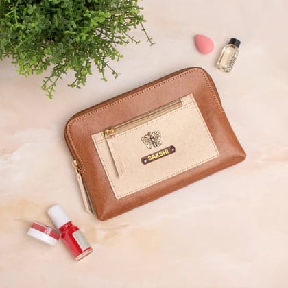 PERSONALISED UTILITY POUCH - TAN-Tan