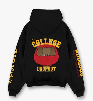 College Dropout Designed Oversized Hoodie-S / Black