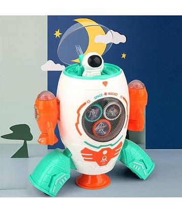 TOY DEKHO  Musical Toy for Kids Space Rocket Dancing Robot | Lights & Music | Amazing Sound | Moving Gears | 360 Degree Rotation Toys for Boys & Girls  Age 2, 3, 4, 5, 6, 7, 8 Plastic Multicolour Musical Battery Operated Toy