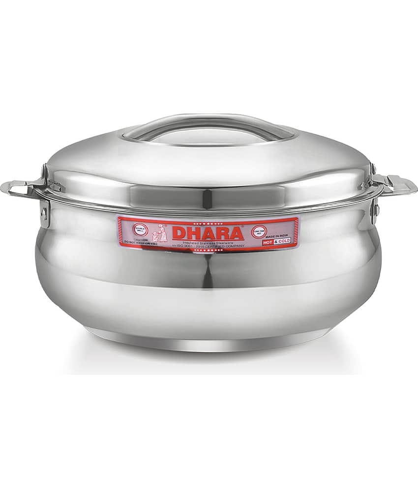 Dhara Stainless Steel Handi 3000 Silver Steel Serve Casserole ( Set of 1 , 2200 mL )
