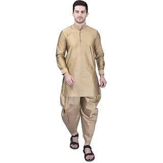 PrintCultr Men Dhoti & Kurta Set (Brown)