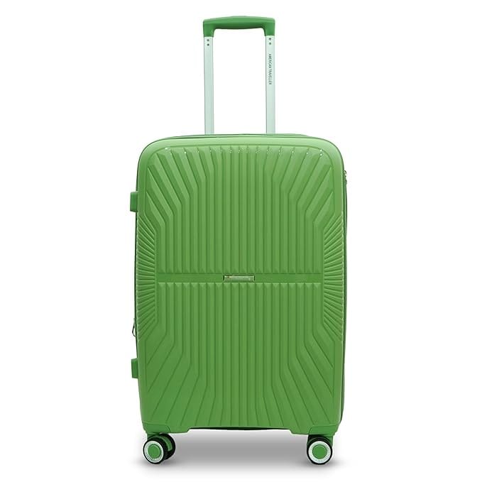 AMERICAN TRAVELLER Tourispro Trolley Bag for Travel Set of 3 |Suitcase for Travel |Leightweight Large Luggage Traveling Bag| Polypropylene(Pp) Bags with Expandable 8 Wheels (24, Pastel Green)