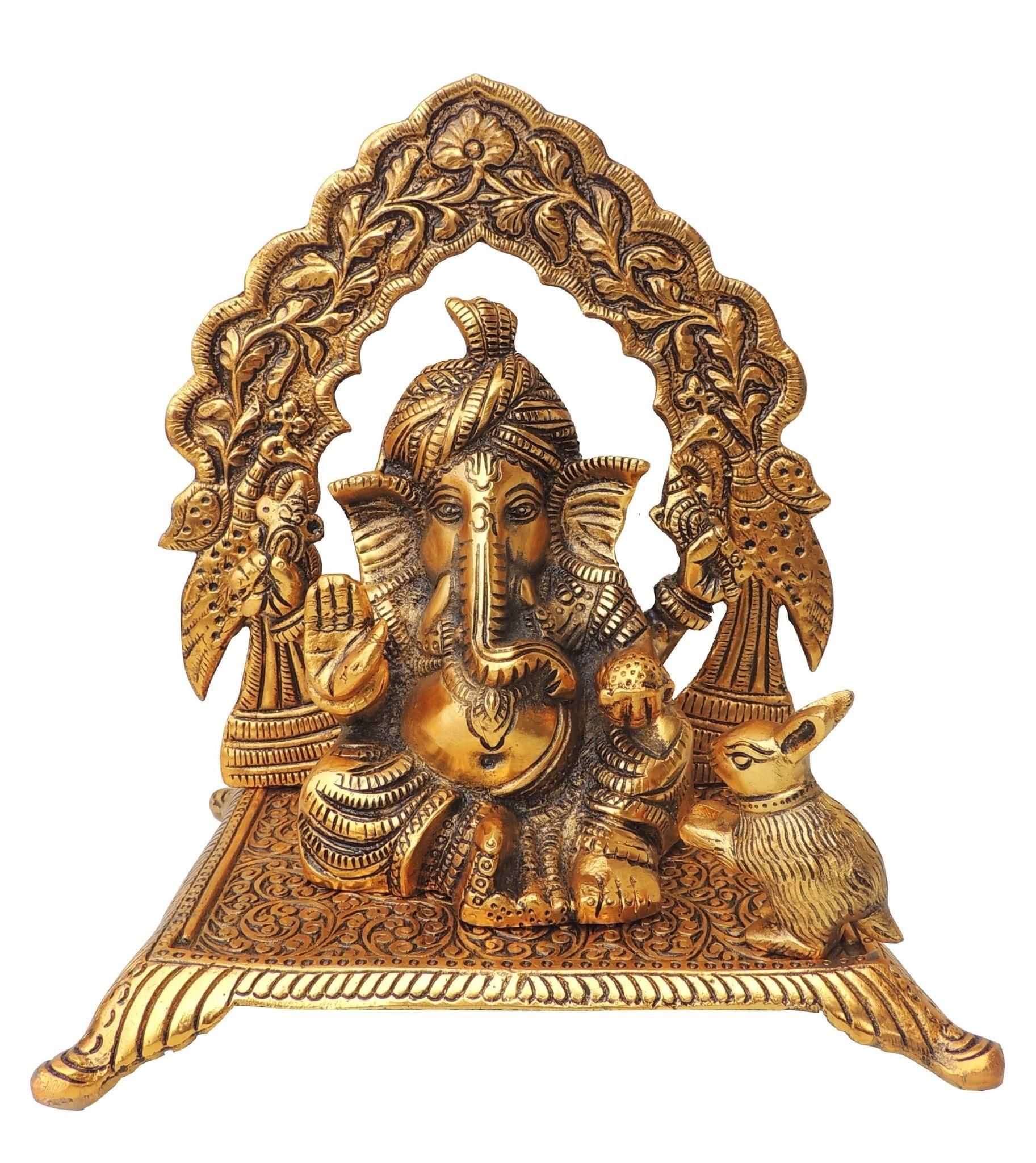 Aluminium Ganesh Ji Maharav -9*7*9.7 Inches (AS359 G)