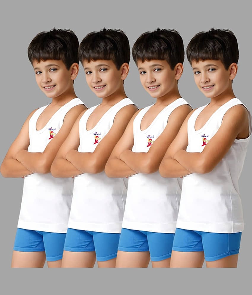 Renox Pack of 4 Boys Cotton Vest ( White )