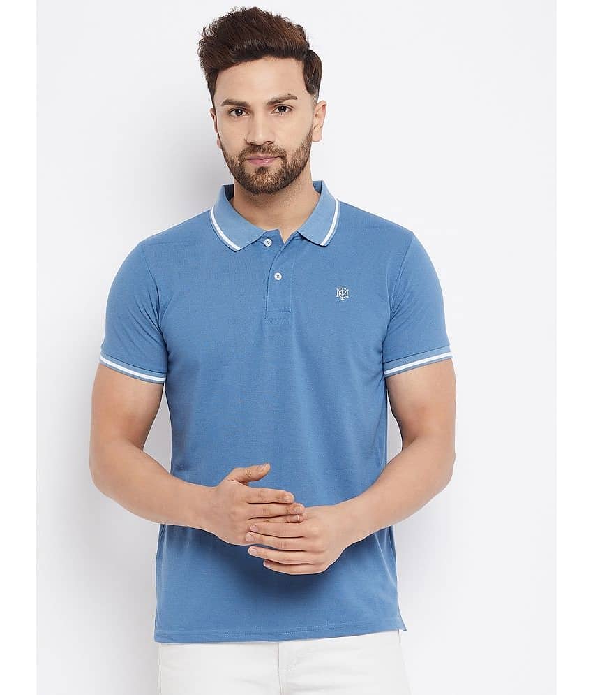 The Million Club Pack of 1 Cotton Blend Regular Fit Solid Half Sleeves Men's Polo T Shirt ( Blue )