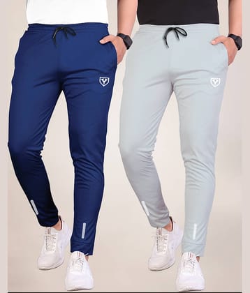 Septem Navy Blue Polyester Men's Sports Joggers ( Pack of 2 )