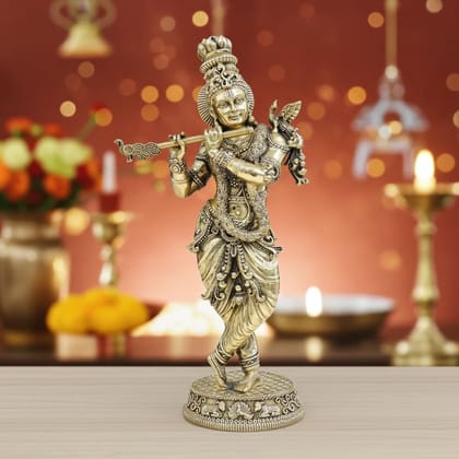 Brass Krishna Murti for Living Room & Mandir, Height : 15 Inch (BSMAS1806 K)