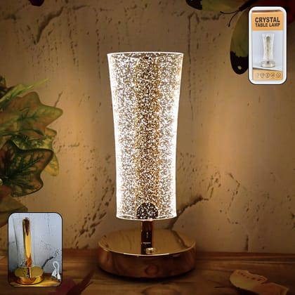 Crystal Table Lamp Sparkle Design Golden Base LED Decorative Bedside Lamp