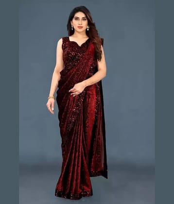 Shree Gullak Silk Lycra Embellished Saree With Unstitched Blouse Piece ( Red )
