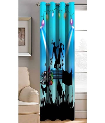 BELLA TRUE Abstract Printed Semi-Transparent Eyelet Curtain 9 ft ( Pack of 1 ) - Multicolor