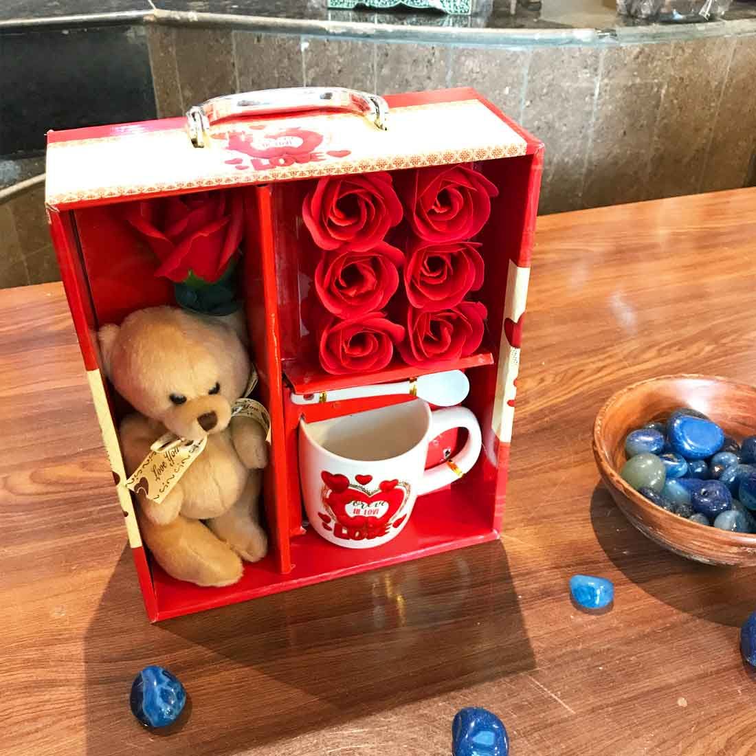 Coffee Mug Gift Set With Teddy & Rose Flower Bouquet | Ceramic Cups | Tea Cup & Mugs - For Best Friend, Girls, Boys, Friends, Birthday, Anniversary Gifts | Gift For Friendship & Valentine's Day