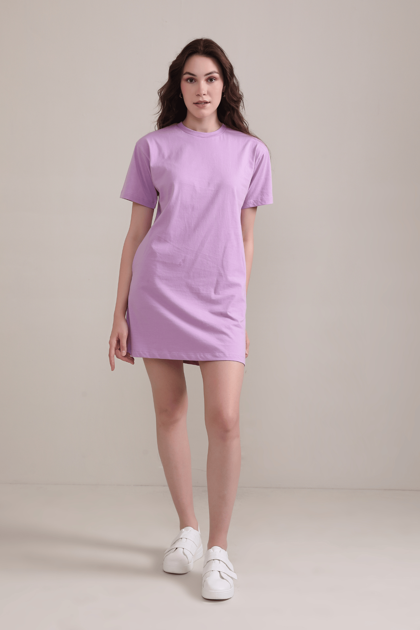 Lavender :Oversized T-shirt Dress-XS