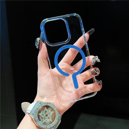iPhone 14 Series Luxury Ultra Thin Transparent Magnetic Case-iPhone 14 / Blue