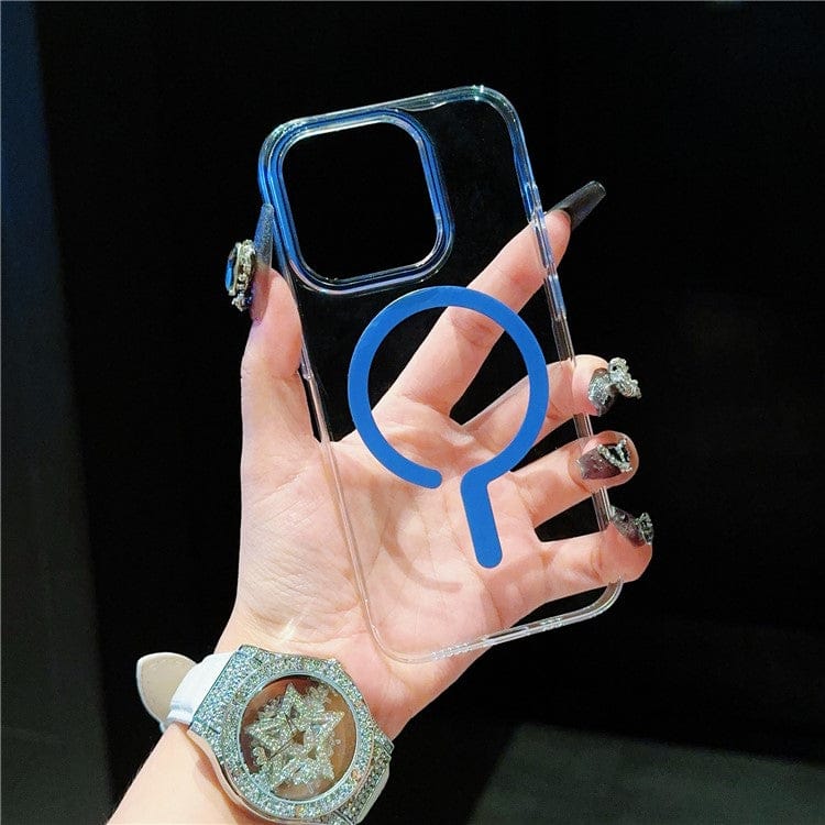 iPhone 15 Series Luxury Ultra Thin Transparent Magnetic Case-iPhone 15 Pro / Blue