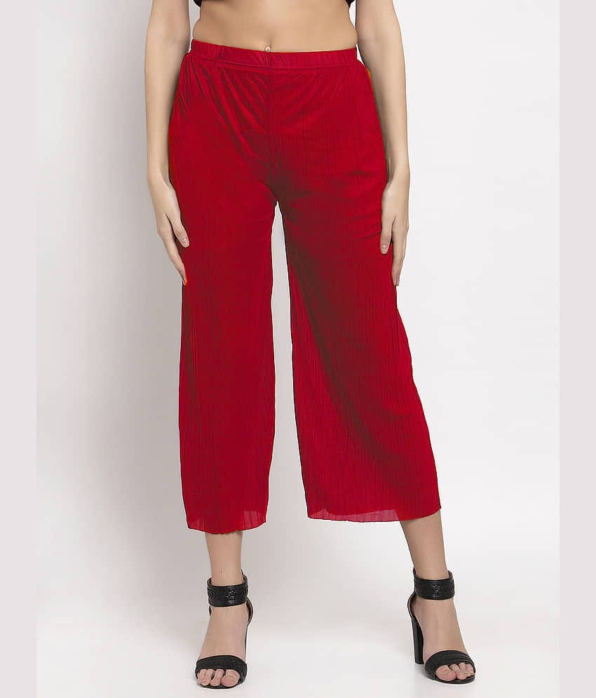Klotthe Red Rayon Wide leg Women's Palazzos ( Pack of 1 )